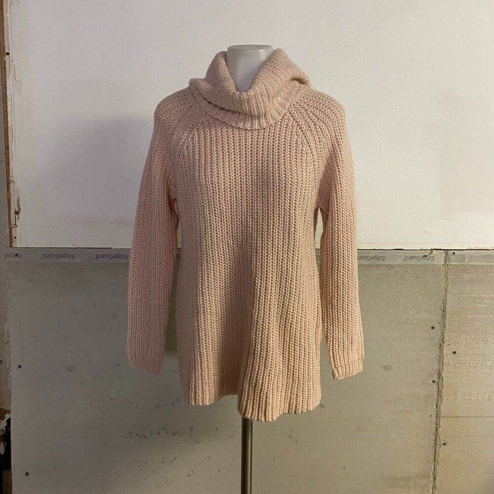 RD Style Blush Chunky Knit Cowl Neck Sweater Women's Small Cozy Oversized